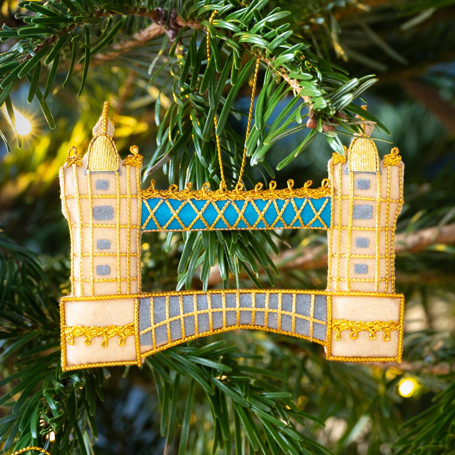 Tower Bridge Decoration hanging from Christmas tree