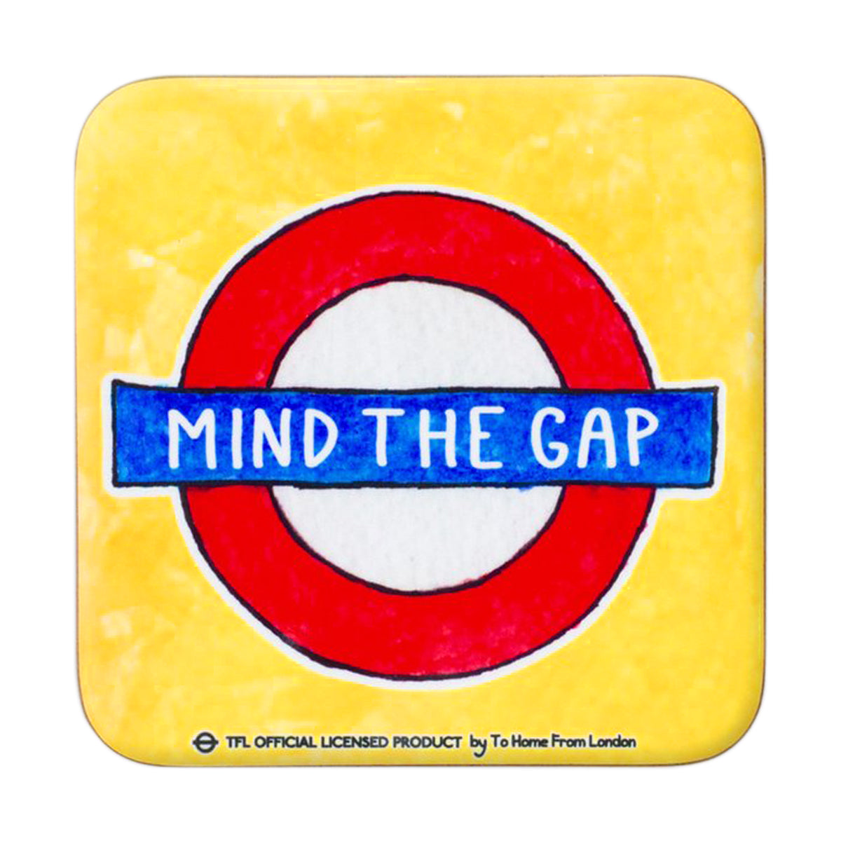To Home From London Magnetic Coaster - Mind The Gap - Yellow