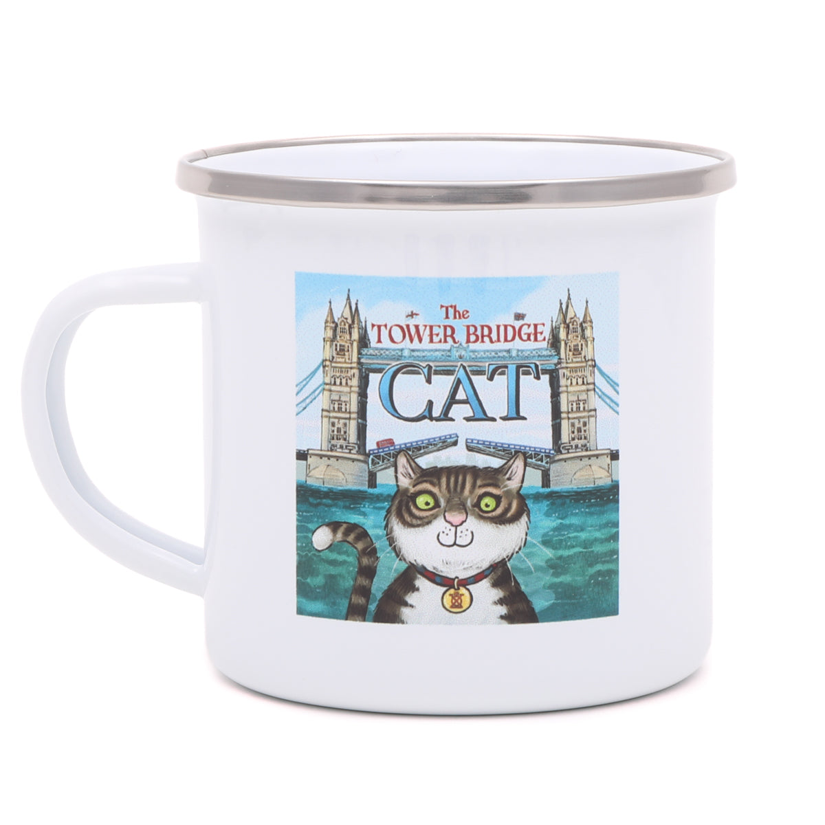 Tower Bridge Cat Enamel Mug 1