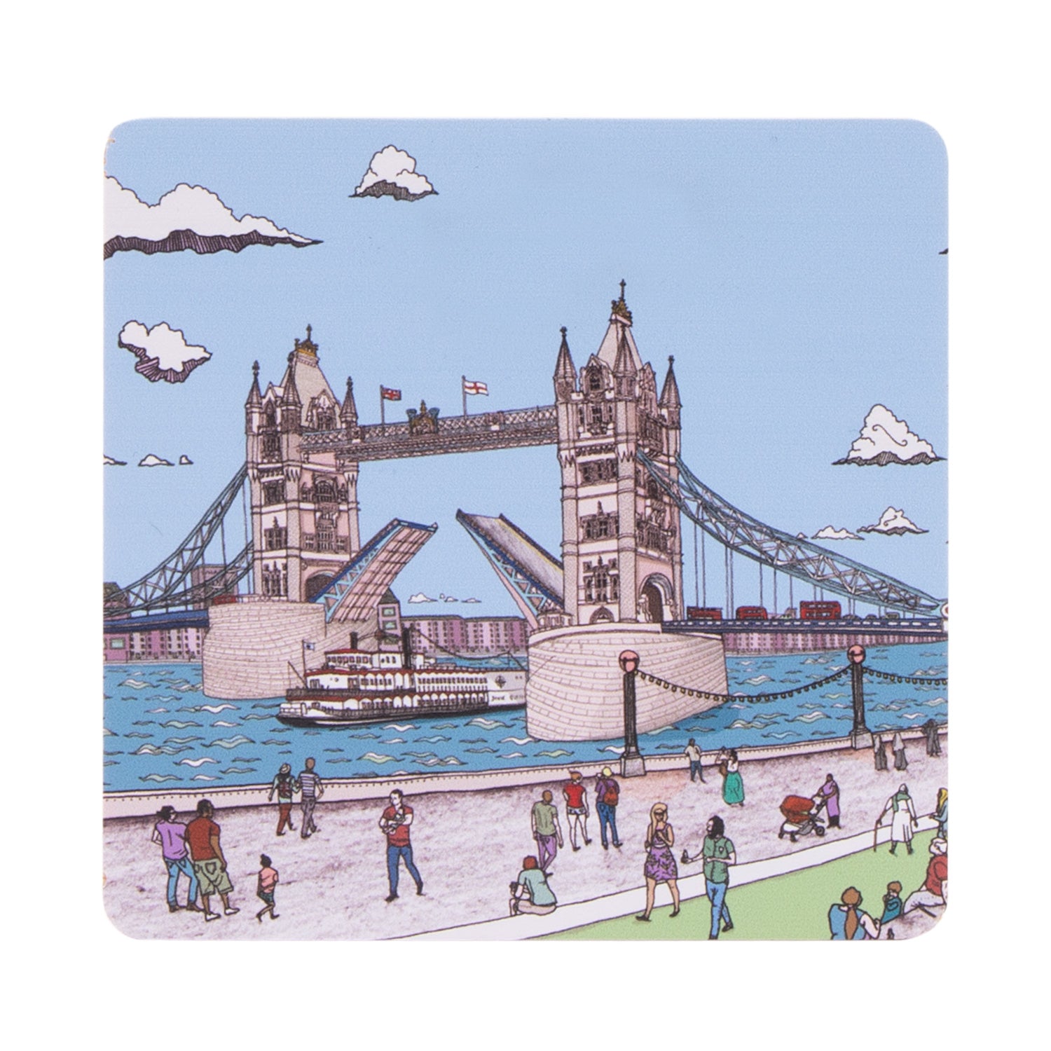 Tower Bridge Illustration Bamboo Coaster 1