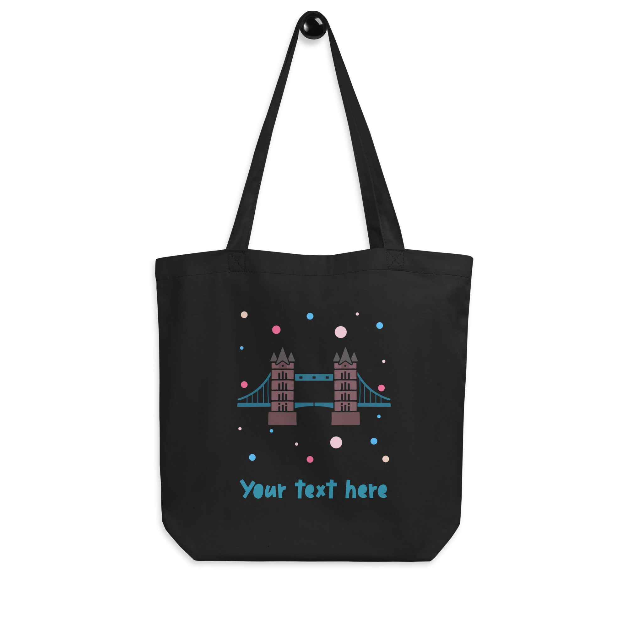 Personalised Custom Text - Eco Tote Bag - London Doodles - Tower Bridge