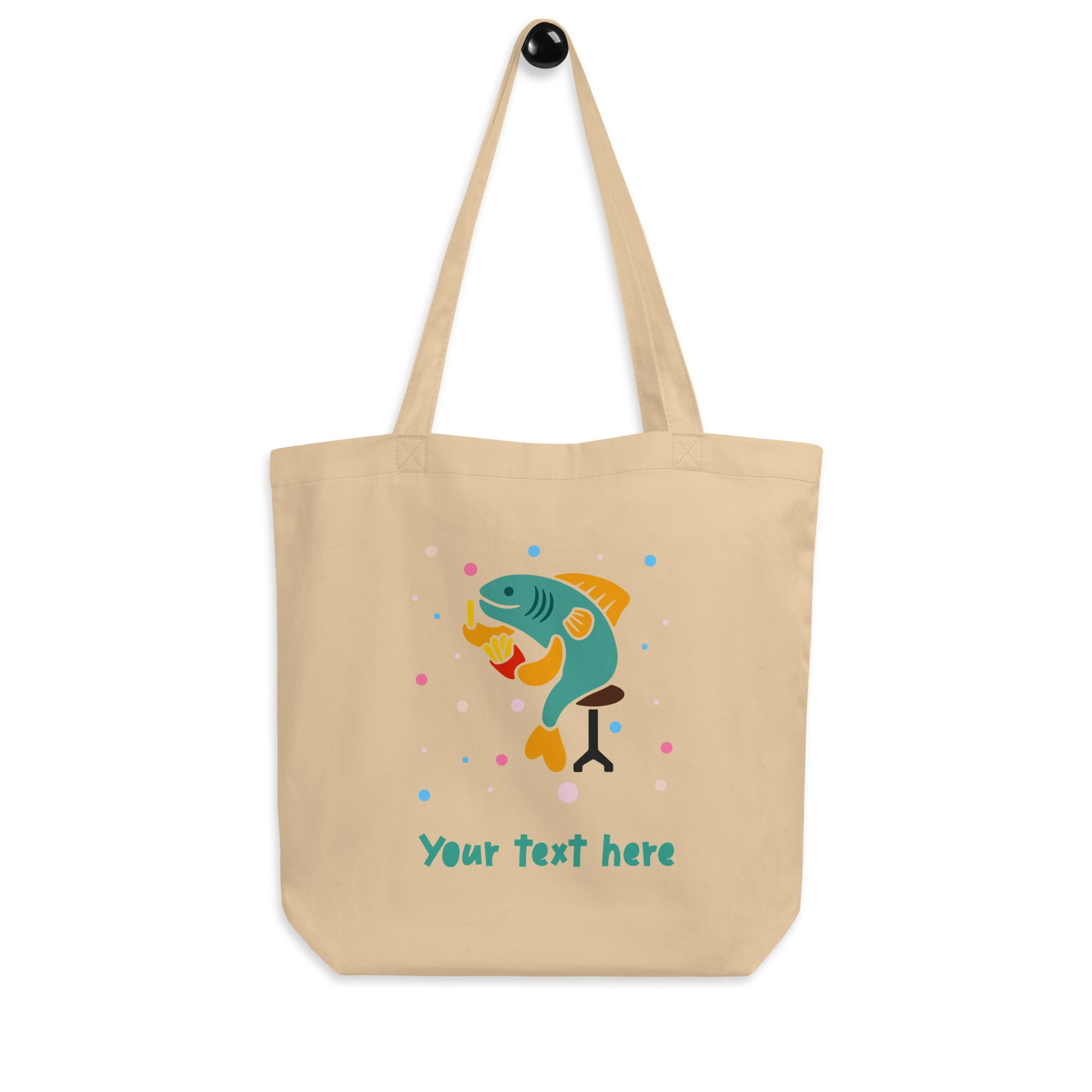Personalised Custom Text - Eco Tote Bag - London Doodles - Fish & Chips