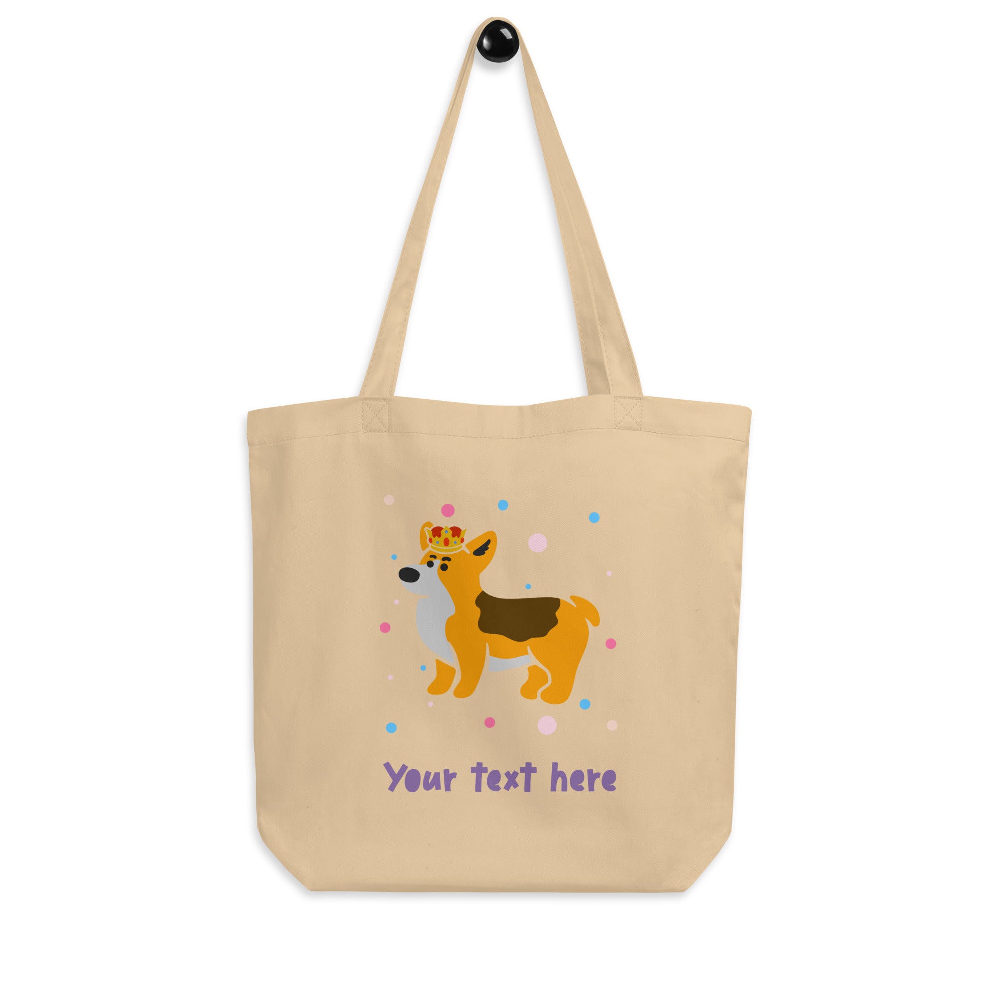 Personalised Custom Text - Eco Tote Bag - London Doodles - Royal Corgi