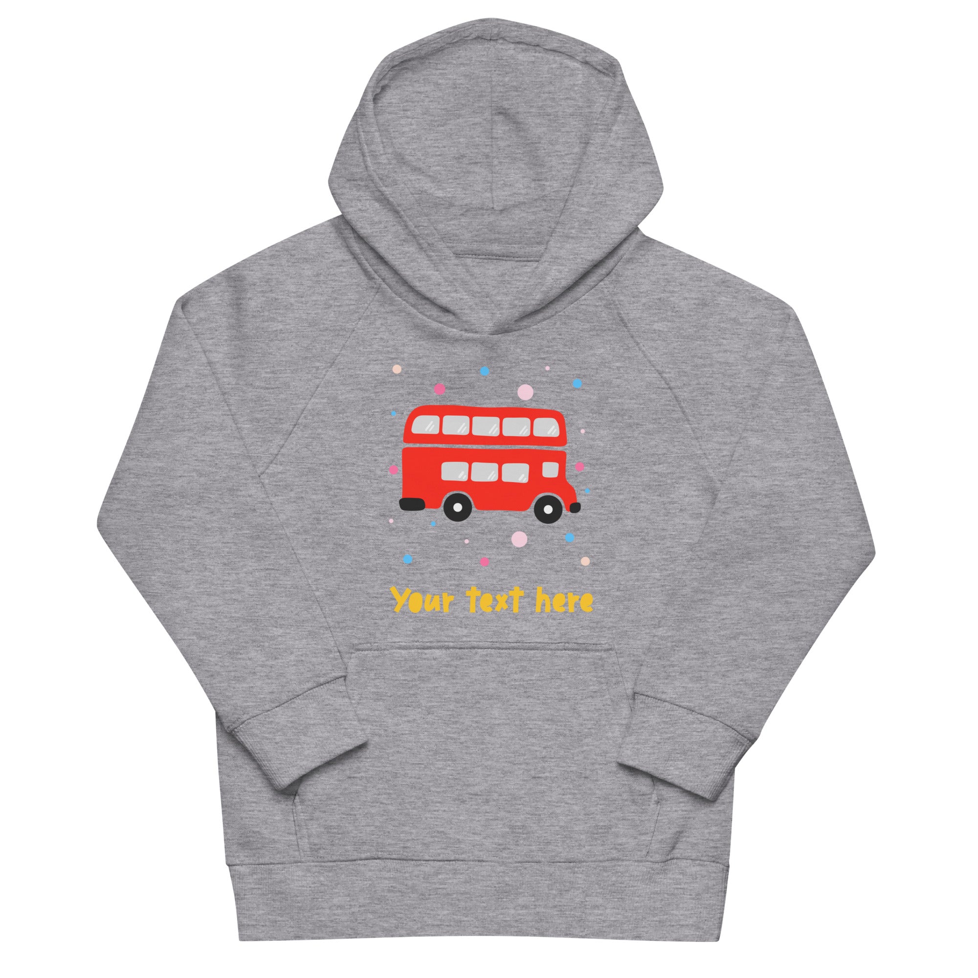 Personalised Custom Text - Kids Eco Hoodie - London Doodles - Bus