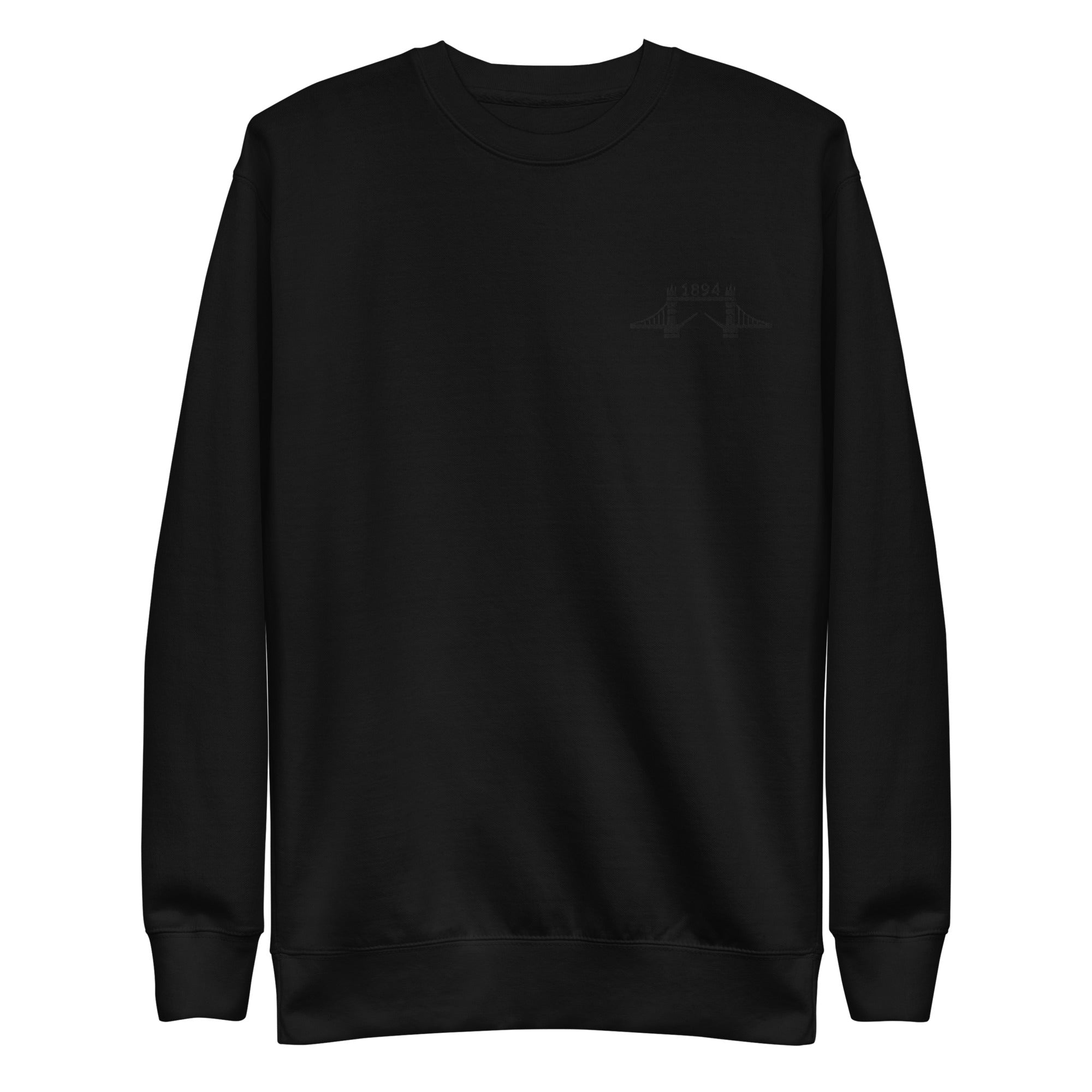 1894 Tower Bridge - Black Thread Embroidered Unisex Premium Sweatshirt