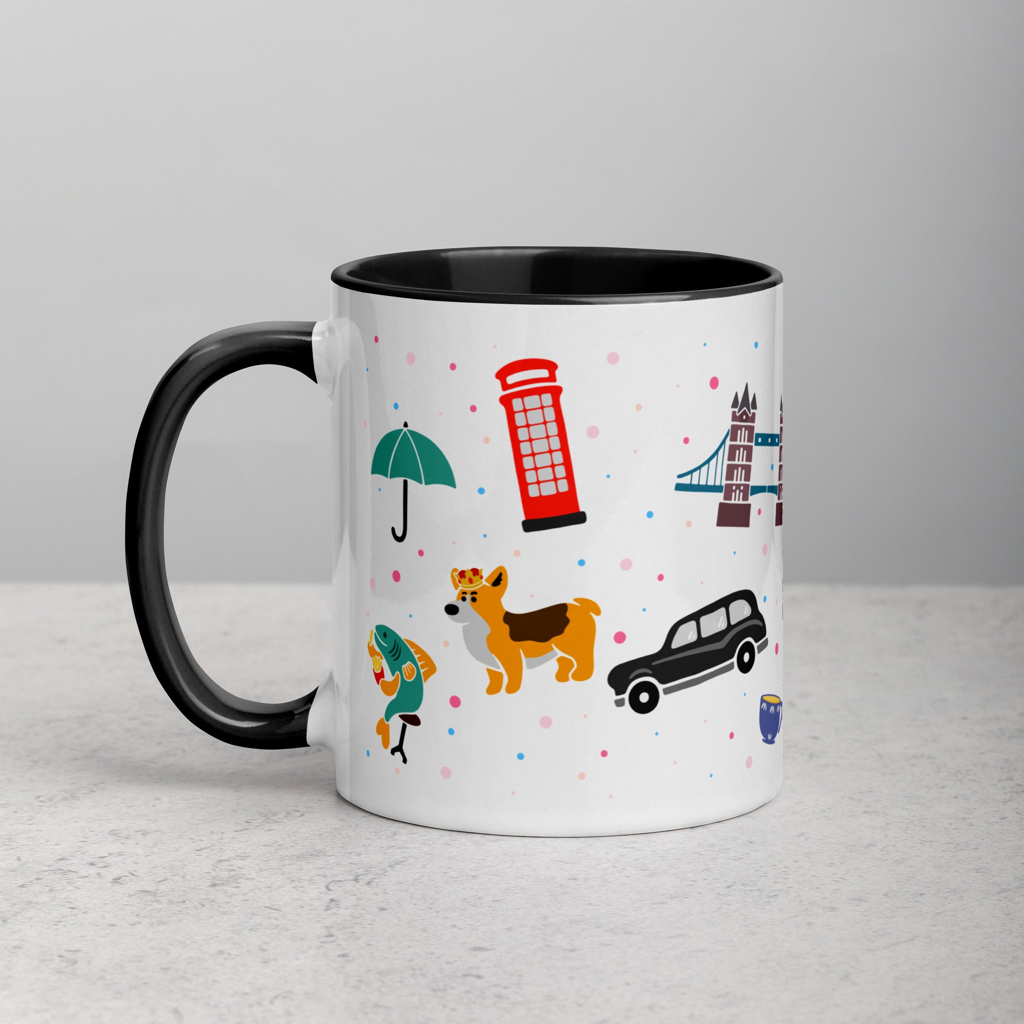London Doodles - All Over Print - Mug with Colour Inside