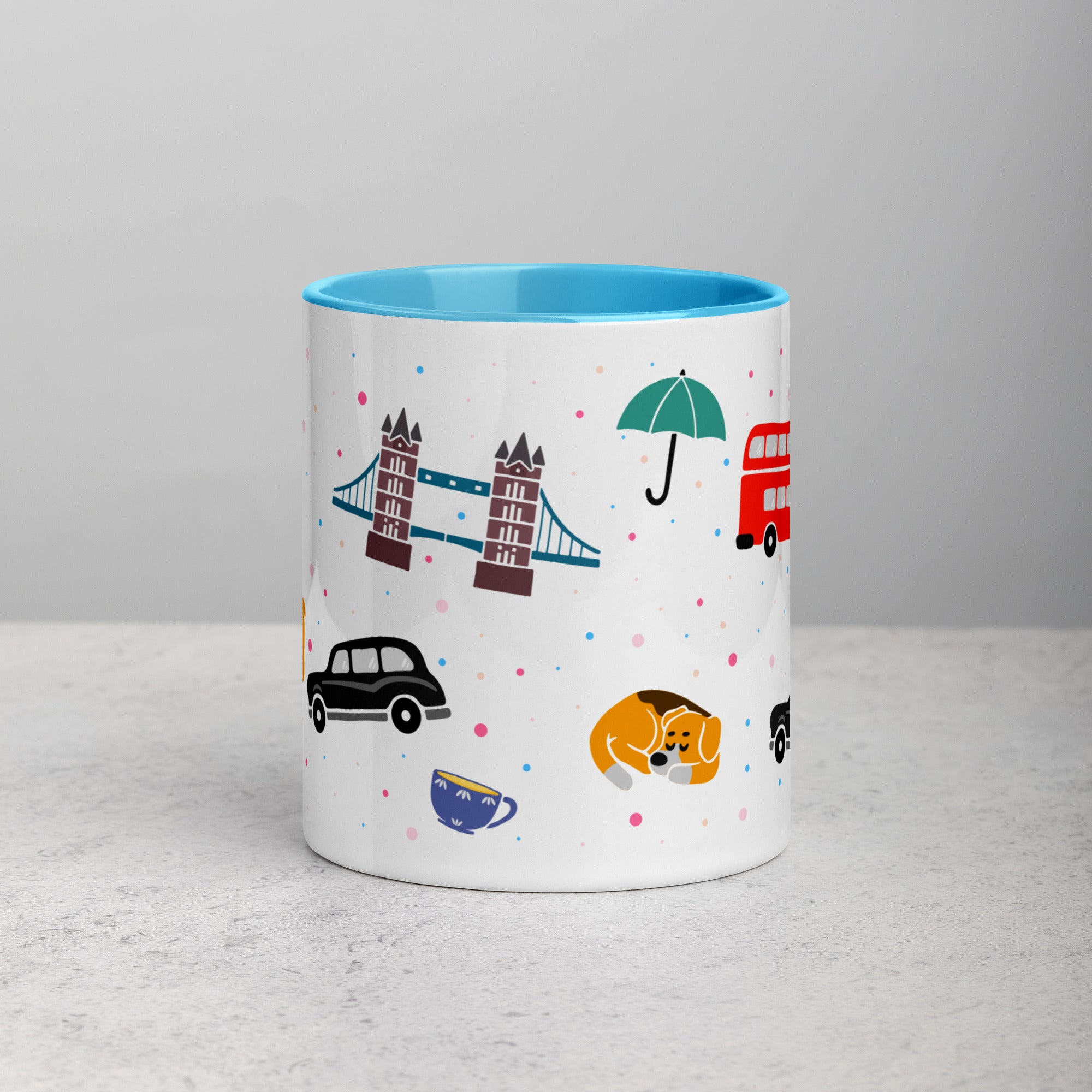 London Doodles - All Over Print - Mug with Colour Inside
